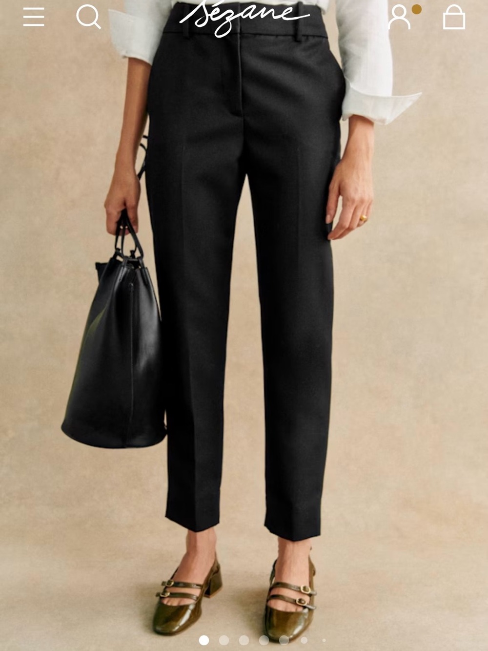 Sezane Black Tailored Ankle Trousers